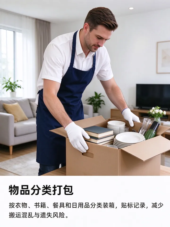 搬家整理：打包搬运前后物品分类，新家按区域归位复原